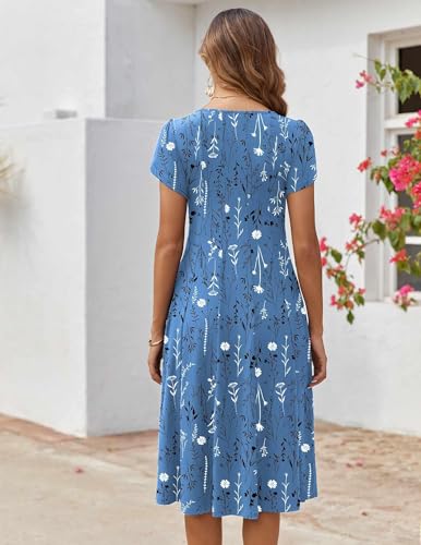 Image of ZEAGOO Womens Casual Dresses for Summer Short Sleeve Flare Midi Dress Loose Flowy Beach Sundress