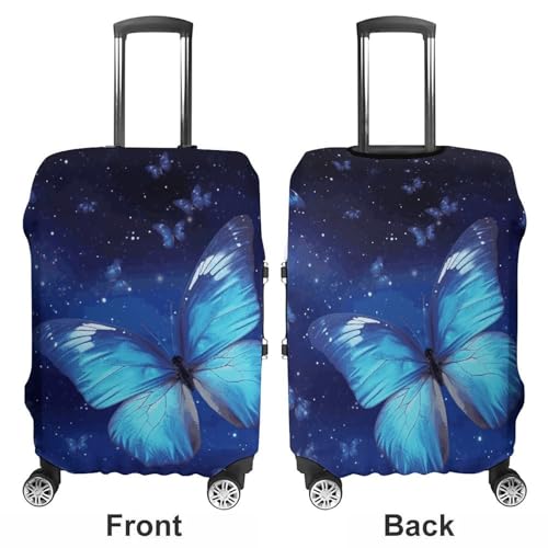 Luggage Covers for Suitcase Travel Luggage Cover Suitcase Protector Blue Starry Butterfly Elastic Suitcase Cover Washable Baggage Covers Fit 19-32 Inch Luggage L3
