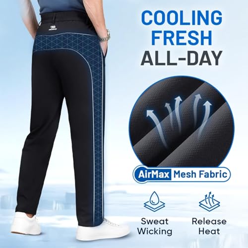 Meshirons - Ice Silk Mesh Panel Casual Pants, Comfort Tailored for Man Over 55, Quick Drying with Pockets Breathable4