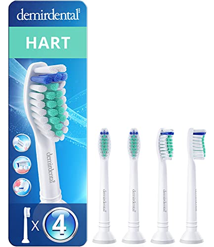 4er demirdental Harte Aufsätze passend für Philips Sonicare Ersatzbürsten ProResults, Hart, Intensive Reinigung, Weiß, HX7034 Cover