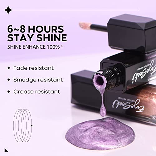 Eyeseek 6Pcs Liquid Glitter Eyeshadow Metallic Eye Makeup Set, Brilliant Cream Gel Shimmer Eye Shadow Brightener Eyeliner, Eyes Liner Make Up Kit - Rainbow Color #TOP3