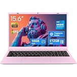 UOWAMOU 15.6-inch Laptop, 16GB RAM, 512GB SSD, FHD IPS Display Laptop Computer, N5095 Quad Core, 2.4/5G WiFi, BT4.2 Backlit and Fingerprint, Lightweight and Portable, Pink