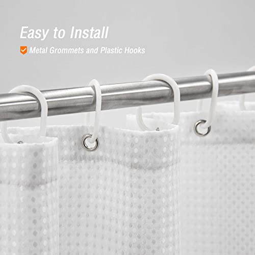 Gibelle Blue Shower Curtain For Bathroom, Waffle Weave Textured Ombre Fabric Shower Curtain Set With Hooks, Water Repellent, Machine Washable, 72 X 72 #TOP4