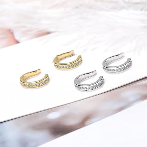 Fixura Ear Clips, Zafiller Ear Clip Non Piercing Ears Corrector Clips Thin Chunky Ears Cuffs Earrings Adjustable Sparkling Zirconia Huggie Fake Earrings for Women Men3