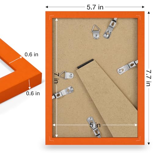 decorUhome 5x7 Picture Frame, Display Pictures 4x6 with Mat or 5x7 without Mat, Wall & Tabletop Display Photo Frame, Orange, 1 Pack