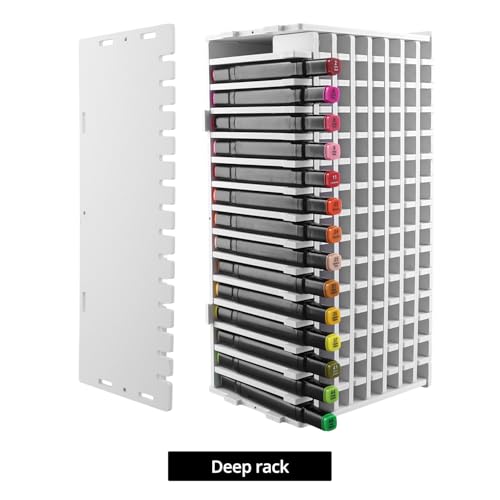 Image of QWORK Art Marker Storage Organizer for 120 Markers - PVC Foam Board Craft Organizer Rack with Individual Slots - for Pens, Color Pencils, Paint Brushes - for Home, Classroom, or Office Desk Decor