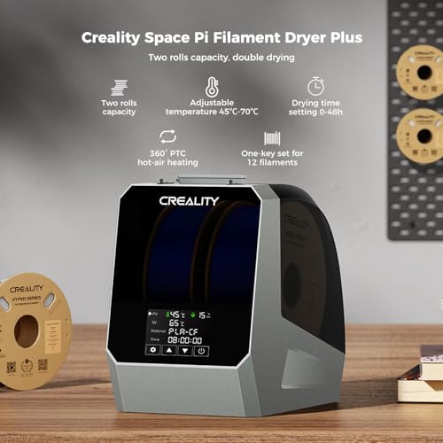 Image of Creality Space Pi Filament Dryer Plus, 2 Spool Capacity, Double 360 Heating Dry Box, 4'' Touch Screen & Fan, 3D Printer Storage Dehydrator for 1.75 /2.85 /3mm Filaments, for PLA PETG ABS TPU