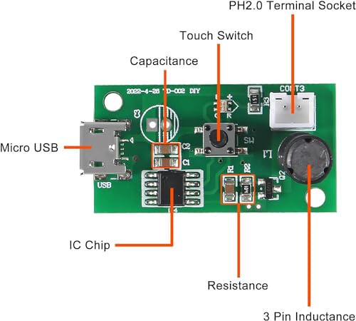 Image of Shockley USB Humidifier Module Spray Circuit Board Atomization 5V Plate Atomizer DIY Incubation Experimental Equipment Ultrasonic Mist FOG FOGGER Maker Humidifier Disc 108KHz PCB for Home (1 Piece)