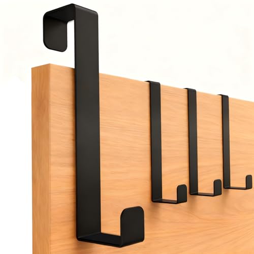 XAQAMY 4 Pcs ganchos perchero puerta dormitorio baño, percha puertas, colgadores gancho percheros puertas, perchero de puerta para colgar abrigos apartamento, casa, oficina - negro