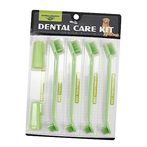 POPETPOP 3juegos Cepillos Para Mascotas Doble Cabezal Limpieza Efectiva Para Perros y Gatos Diseño Ergonómico y Prevención De Placa Para Cuidado Bucal De Mascotas