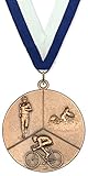 Emblemarket - Medaille aus Metall - Triathlon - Farbe Bronze - 6,4 cm - Inklusive Band Ihrer Wahl