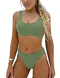 Blooming Jelly Women's High Waisted Swimsuit Crop Top Cut Out Two Piece Cheeky High Rise Bathing...