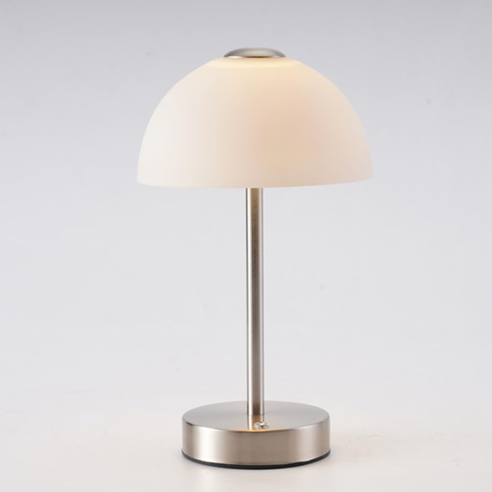 AoLa Chrom Tischlampe Akku Pilzlampe LED Tischleuchte Kabellos Dimmbar mit Touch Control USB Aufladbar Batterie Nachttischlampe Ohne Kabel Tragbar Nachtlicht für Schlafzimmer Wohnzimmer Esstisch