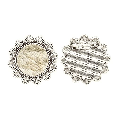 Broche de flor gris y plateado con cierre seguro para vestidos de fiesta