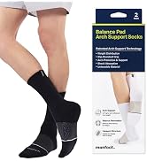 MONFOOT Men's/Women's Arch Pad Socks 2 Pairs, Black, Large - Best Arch Support for Plantar Fascii...