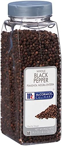 McCormick Culinary Whole Black Pepper, 19.5 oz - One 19.5 Ounce Container of Whole Black Peppercorns for Pepper Grinder, Great in Soups, Rubs, Salads and More