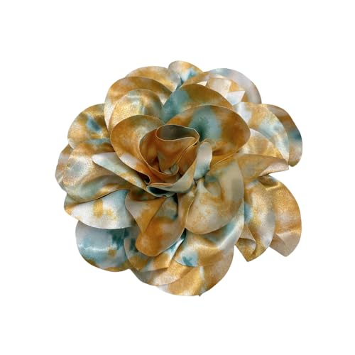 Image of Dainty Dyed Satin Fabric Leopard Print Rose Flower Extra Large Big Brooches Lapel Pins for Women Delicate Silk Floral Flower Oversized Brooch Pin for Wedding Party Banquet Dress Suit Ceremony Clothes Accessories Jewelry Gifts 7.5in