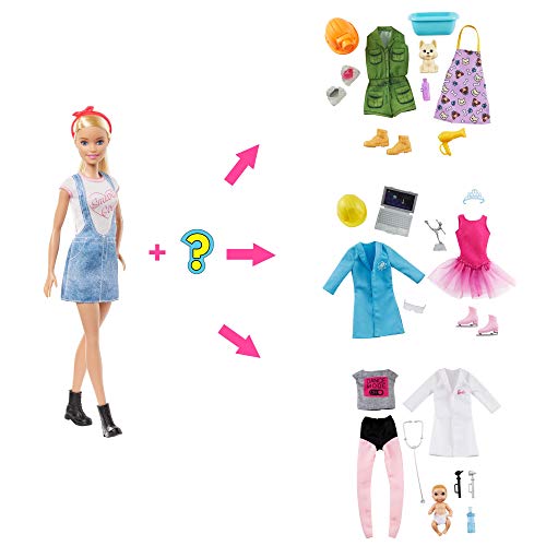Barbie Quiero Ser, descubre la profesión, Incluye muñeca y 8 Accesorios para Dos Carreras Sorpresa, Regalo para niñas y niños 3-9 años...