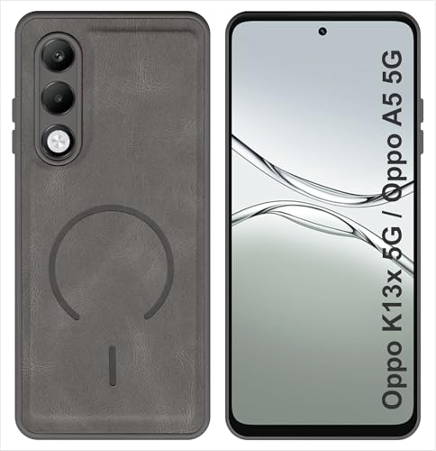 Image of SBMS Back Cover for Oppo K13x 5G / A5 5G | Ultra Slim Soft Rubberised Hard Case | Oil Feel Soft Leather Back | Mag-Safe Design (Mag-Safe Not Support) | Camera Protection Case for Oppo K13x (Gray)