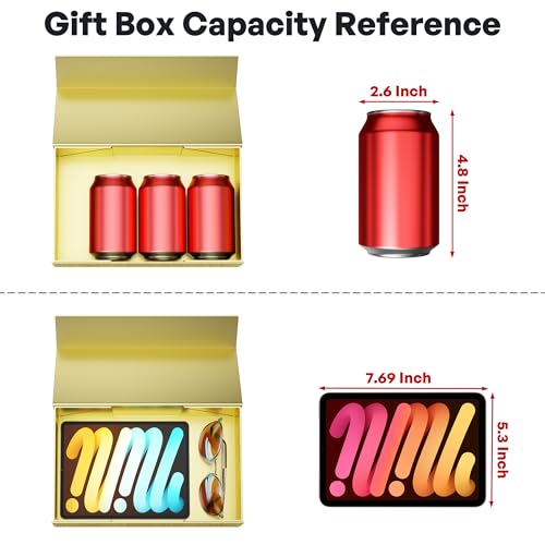 Image of 5 Pack Gold Gift Box, 9.5x6x3 Inch Gift boxes for Presents with Lids Magnetic Closure Rectangle Collapsible for Bridesmaid Proposal Box, Wedding, Christmas, Halloween, Birthday Gift Packging