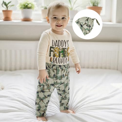 Image of Amnnchya Newborn Baby Boy Clothes Fishing Short Sleeve Romper Shirt Tops Pants Summer Spring Outfits Cute Hat Set