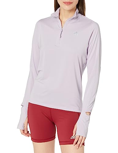 adidas Womens Fast Running Half Zip Long-Sleeve Silver Dawn 2XS