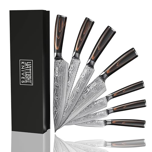 Image of Yatoshi 7 Knife Set - Pro Kitchen Knife Set Ultra Sharp High Carbon Stainless Steel with Ergonomic Handle