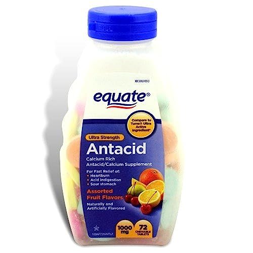 Equate - Antacid Tablets, Ultra Strength 1000 mg, 72 Chewable Tablets, Assorted Fruit Flavor