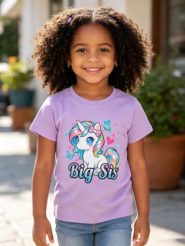 Image of Funnycokid Big Sister Shirts for Girls Pregnancy Announcement Toddler Promoted to T-Shirt 1-7 Years