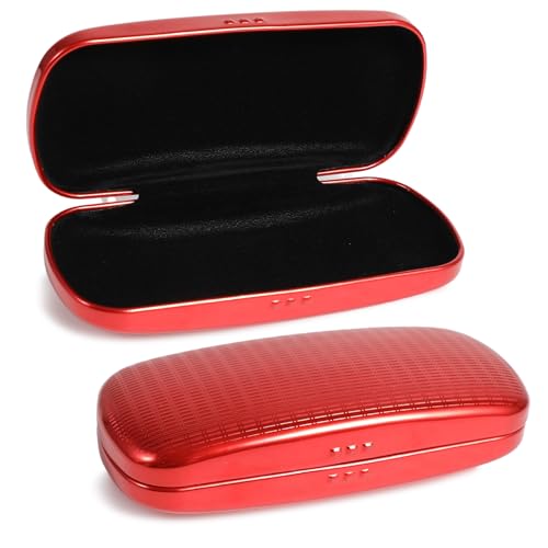 Estojo de metal para óculos, capa rígida, caixa de óculos de sol de alumínio para homens e mulheres, suporte para óculos de leitura, Vermelho, tamanho �nico