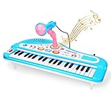 CestMall Piano electrónico infantil, 37 teclas, teclado para niños, piano con micrófono, minipiano electrónico, juguete educativo para niños a partir de 3 años
