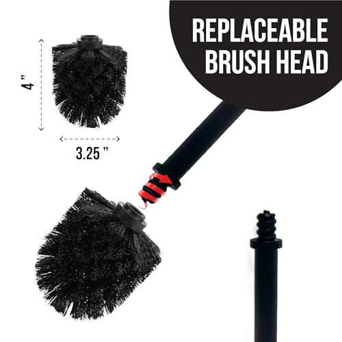 Image of Splash Home Buena Stainless Steel Toilet Brush with Holder, Bowl Scrubber with Durable Cleaning Bristles, Hidden Brush with Splash Protective Disc Design - Black Nickel