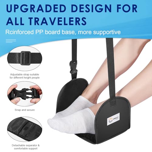 CERBONNY Apoio Para Os Pés De Avião - Rede Para Os Pés Portátil E Ajustável, Essencial Para Viagens