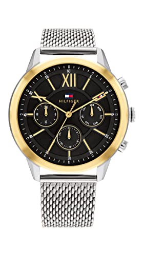 Image of Tommy Hilfiger Morrison Quartz Multifunction Black Dial Silver Stainless Steel Strap Watch for Men