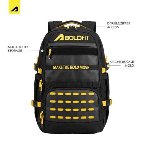 Image of Boldfit Tactical Backpack for Gym & Travel - 45L Heavy Duty Molle Bag with Dedicated Shoe Compartment, 16 Inch Padded Laptop Sleeve & Multi-Utility Organizers IronHaul - Black