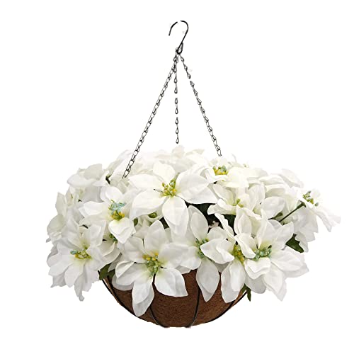 Flo-Mynse Hanging Basket Artificial Flowers Artificial Poinsettia Flowers For Garden Home Decoration (Red) #TOP7