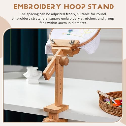 Soporte de aro de bordado ajustable con abrazadera de mesa para madera 6