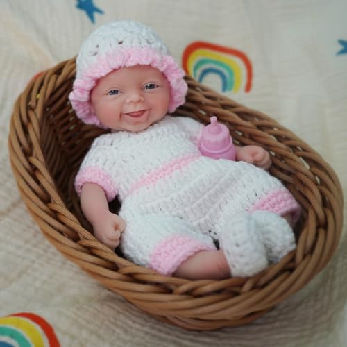 Muñeca Reborn Mini Silicona 7" Realista con Accesorios