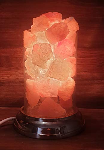 Himalayan Rock Salt Lamp with Wooden Base and an Extra Bulb for P...