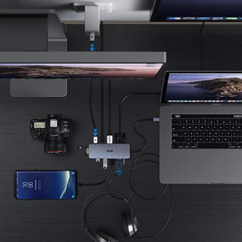 ICZI Hub USB C 11 in 1 Adattatore HDMI 4K VGA PD 100W Ethernet 1000Mbps SD/TF Audio/Mic 4 USB 3.0/2.0 per MacBook PRO/Air iMac Surface Go/Pro7/Pro X Chromebook XPS Samsung Huawei e Altri Dispositivi