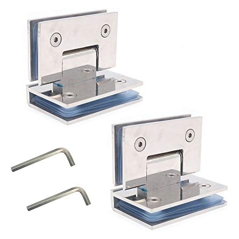 Set of 2 NUZAMAS Frameless Glass Door Hinges, Brackets Panels to Panels, Shower Door Hinge Glass Panel Mounted Suitable 8-12mm Glass Panel, 80-100cm Door, 90 Degree Close and Open Cover