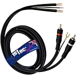 1STec 1.5m Twin Red + White Moulded RCA Plugs to Bare Wire Ends for Vinyl Player Shielded OFC + Earth Conductors stops Hum Humming Buzz Buzzing Feedback Noise from Amp - HiFi speakers (1.5 Metre)
