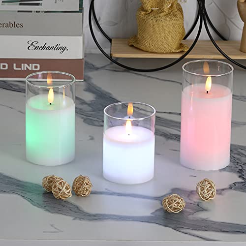 Casavida 3 Pack Flameless Candles With Remote, Color Changing Led Flickering Flameless Candles Electric Battery Operated Candles For Wedding Christmas Birthday Festival Celebration Decoration #TOP3