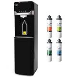 iSpring Bottleless Water Dispenser with Built-in 4-Stage Filtration, Hot/Cold/Room Temp, Self Cleaning, Stainless Steel, Model: DS4B