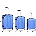 Goplus 3Pcs Luggage Set, Hardside Travel Rolling Suitcase, 20/24/28 Rolling Luggage Upright, Hardshell Spinner Luggage Set with Telescoping Handle, Coded Lock Travel Trolley Case (Blue)