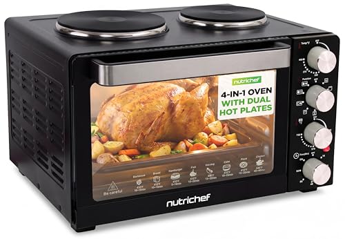 NutriChef 30 Quart Kitchen Convection Oven & 2 Burner Cooker