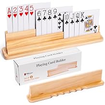 JFMkaer Card Holders for Playing Cards 2PCS, Handheld Groove Design for Comfortable Grip, Wooden Playing Card Holder for Adults, Seniors, Kids
