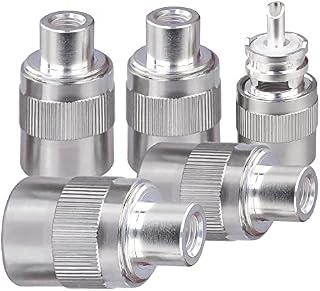 TUOLNK UHF Male Crimp Connector SO239 Silver Converter for RG58 RG142 Coaxial Cable PL259 Male Coaxial Adapter Compatiable with CB Ham Radio 5Pack