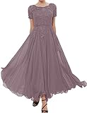 Mother of The Bride Dress Lace Applique Chiffon Evening Formal Dress Mauve 20W