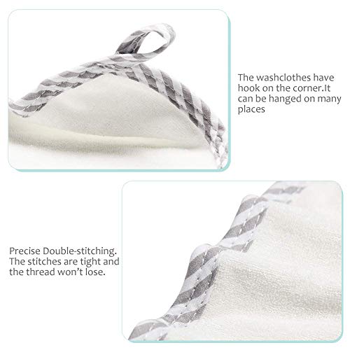 HIPHOP PANDA Baby Washcloths, Rayon Made from Bamboo - 2 Layer Ultra Soft Absorbent Newborn Bath Face Towel - Reusable Baby Wipes for Delicate Skin - Gray Stripe, 30 Pack — view 5